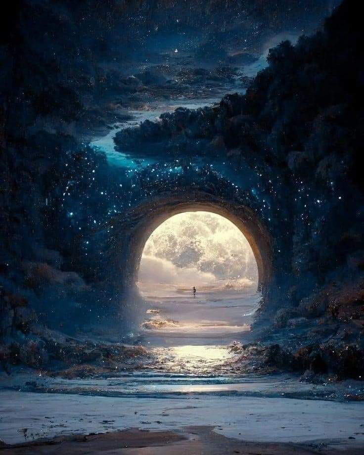 Future world view through tunnel